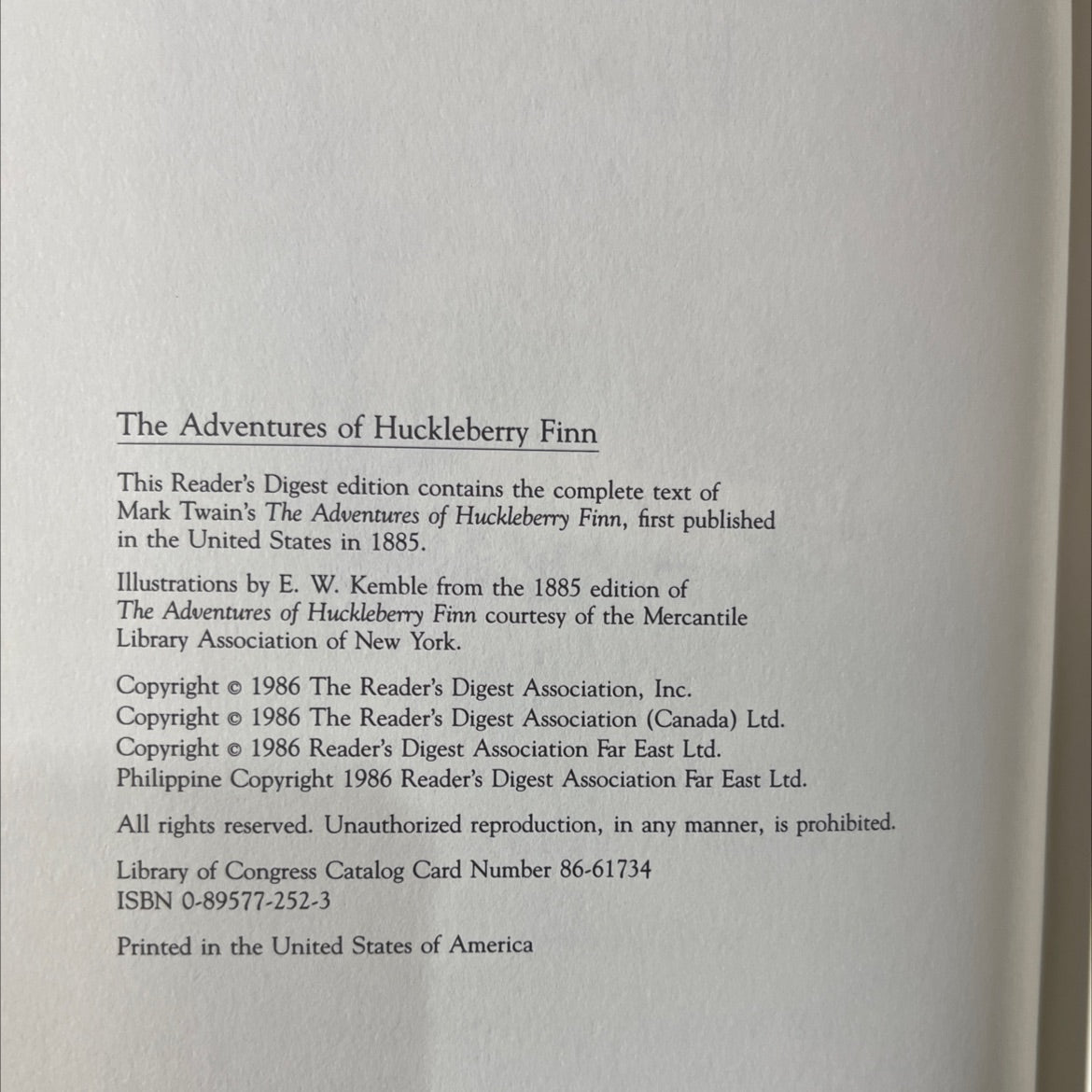 the adventures of huckleberry finn book, by Mark Twain, 1986 Hardcover image 3