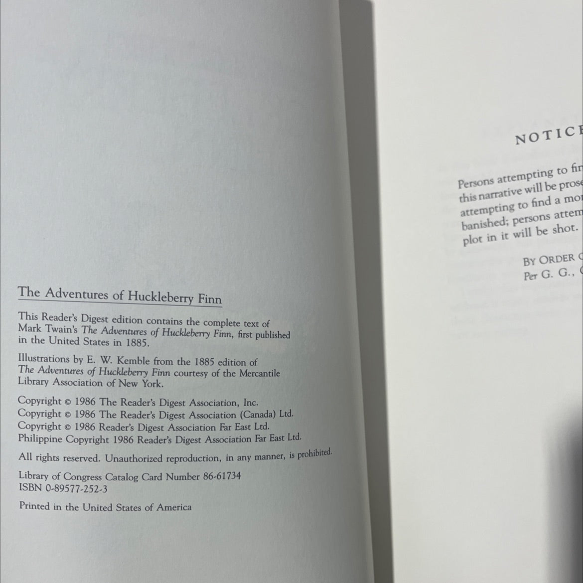 the adventures of huckleberry finn book, by Mark Twain, 1986 Leather, Vintage image 3