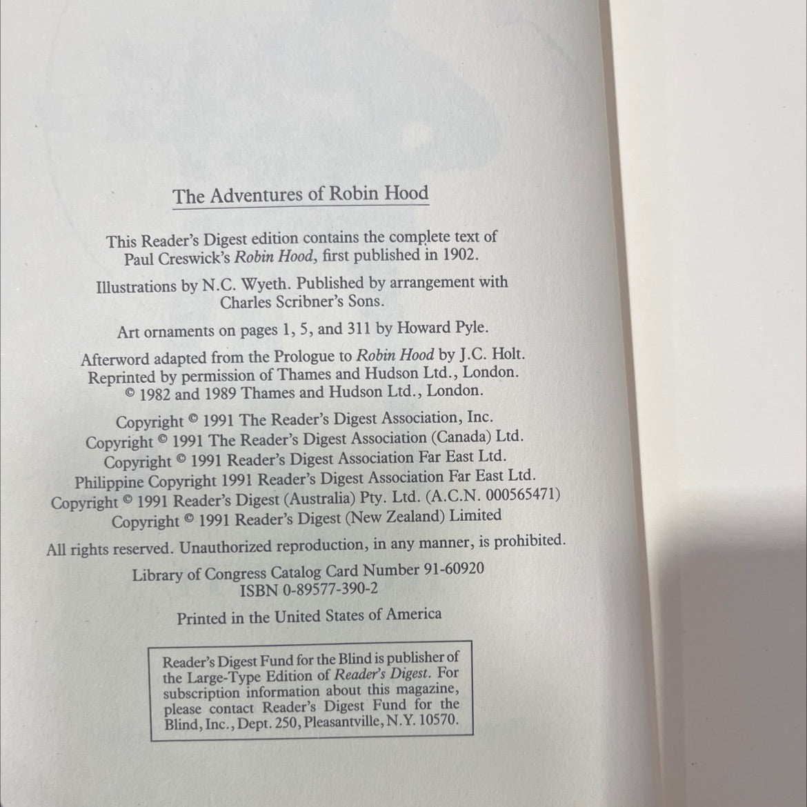 the adventures of robin hood book, by Paul Creswick, 1991 Hardcover image 3