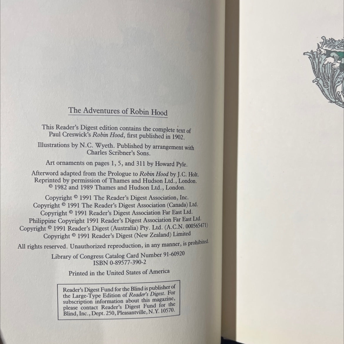 the adventures of robin hood book, by Paul Creswick, 1991 Hardcover image 3
