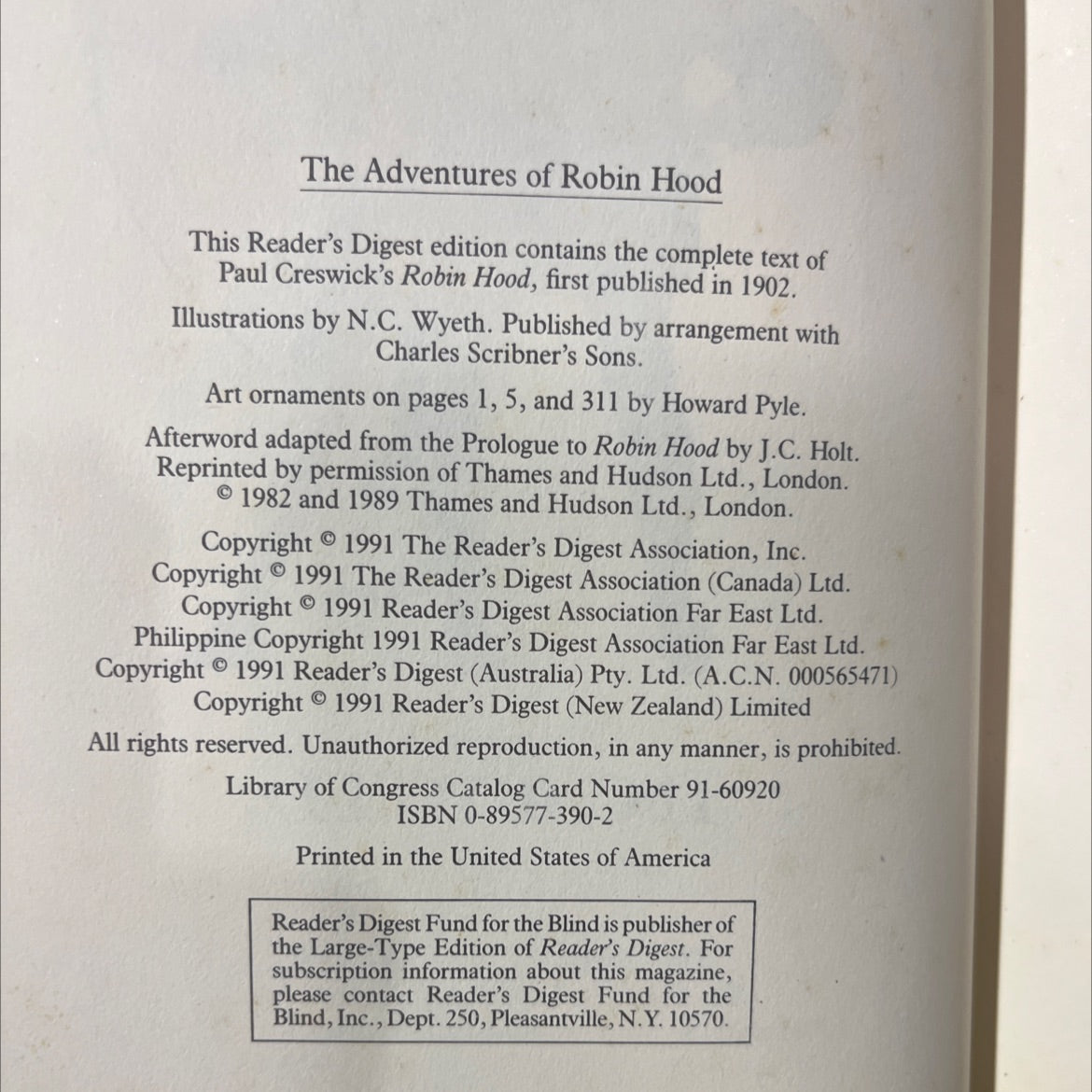 the adventures of robin hood book, by Paul Creswick, 1991 Hardcover image 3