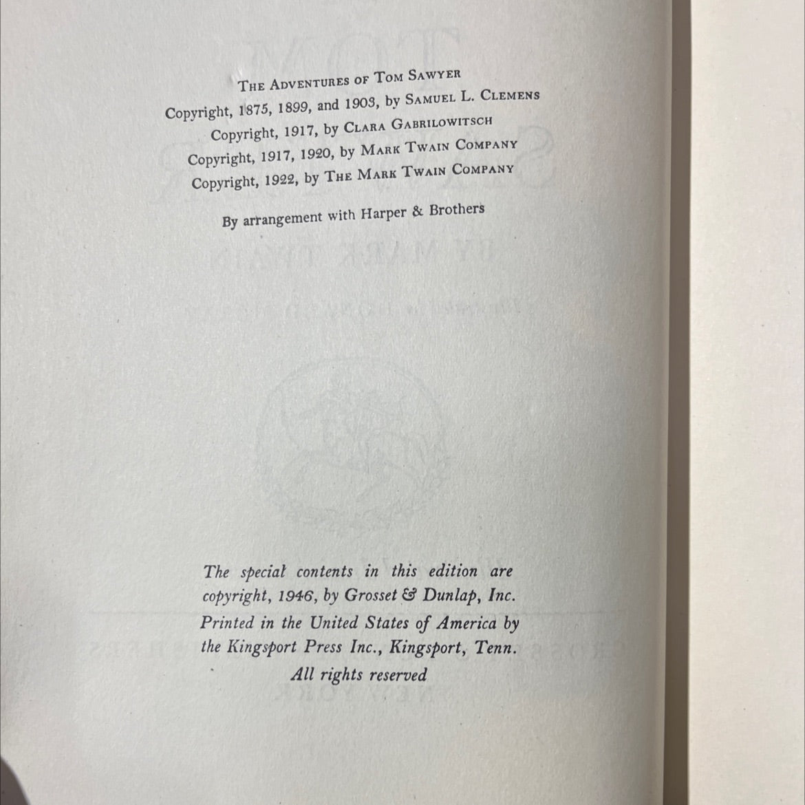 the adventures of tom sawyer book, by mark twain, 1946 Hardcover image 3