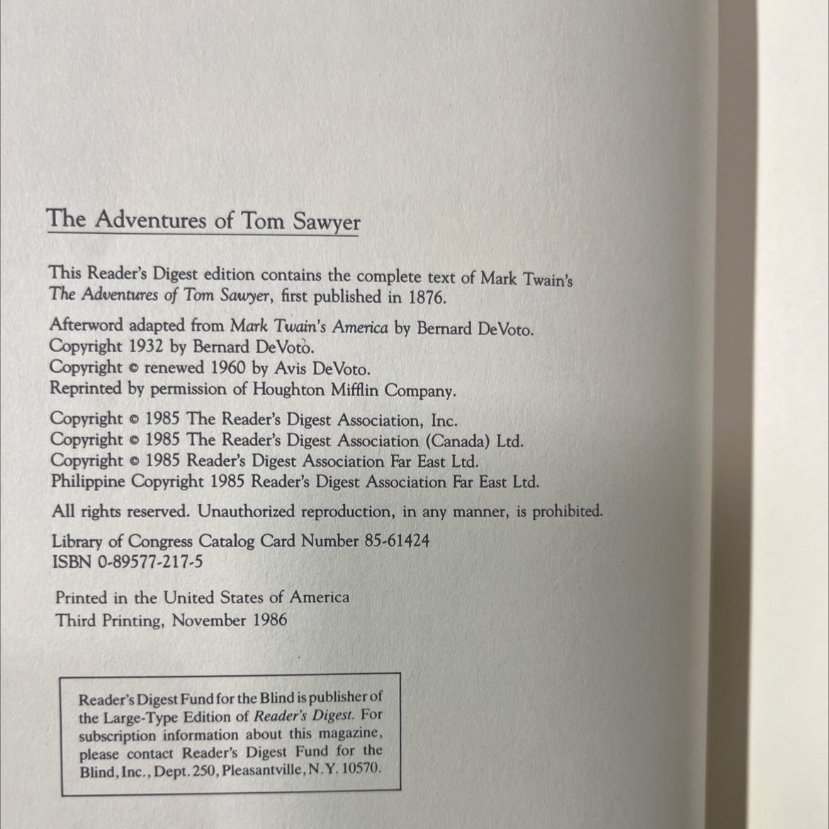 the adventures of tom sawyer book, by mark twain, 1985 Hardcover image 3