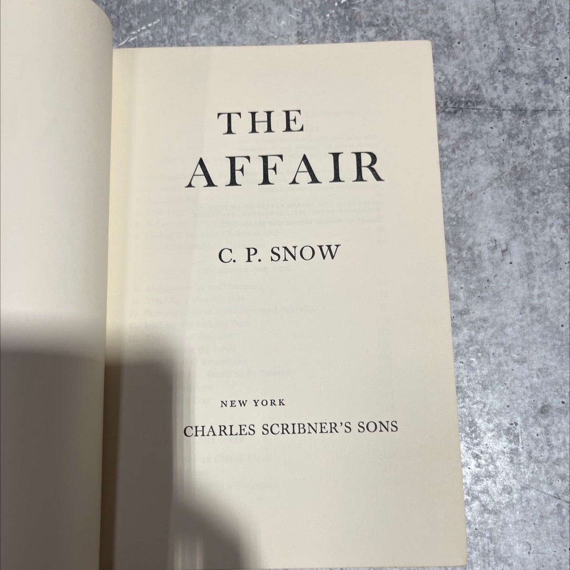 the affair book, by c. p. snow, 1960 Hardcover image 2