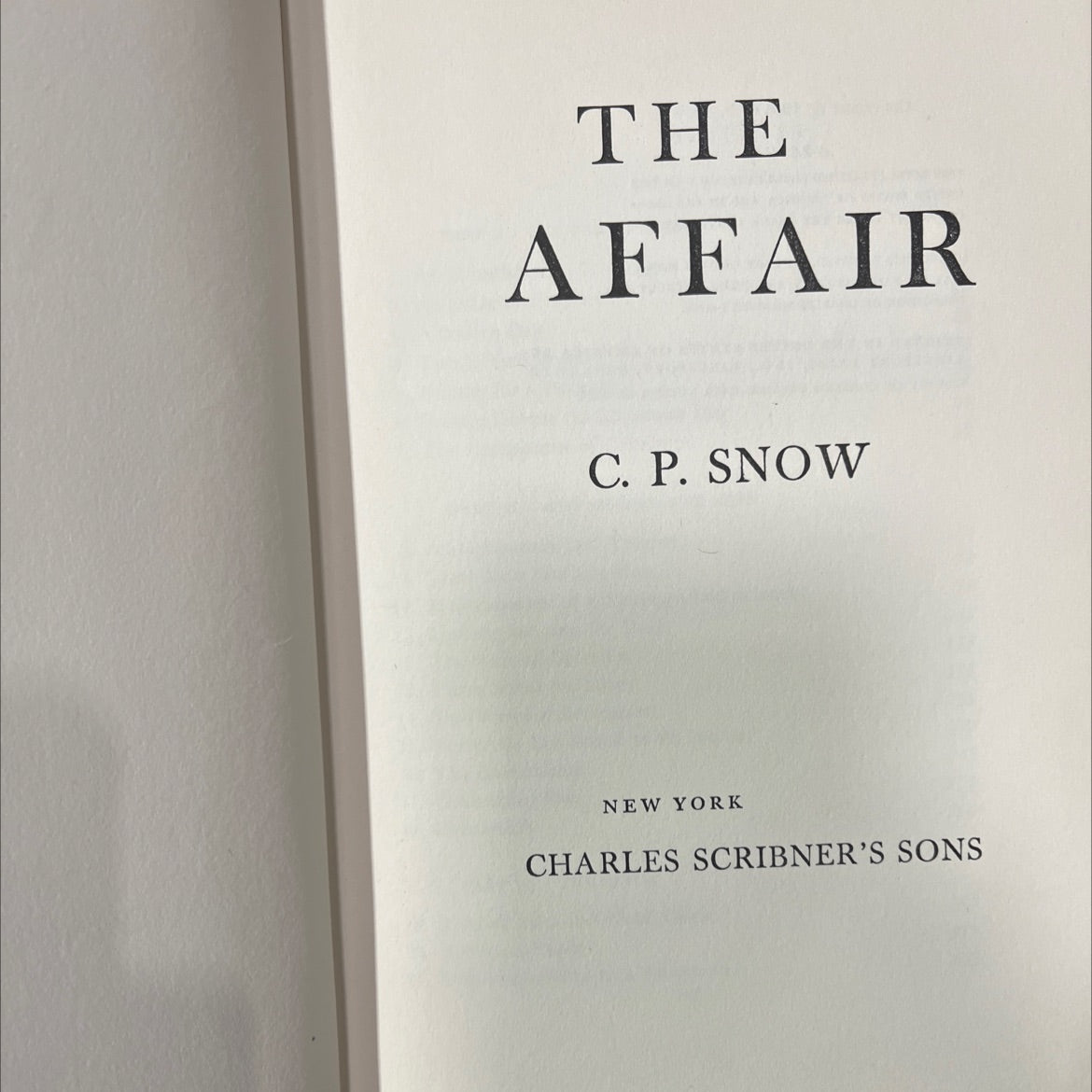 the affair book, by c. p. snow, 1960 Hardcover image 2