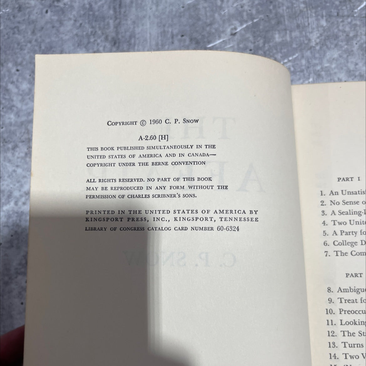 the affair book, by c. p. snow, 1960 Hardcover image 3