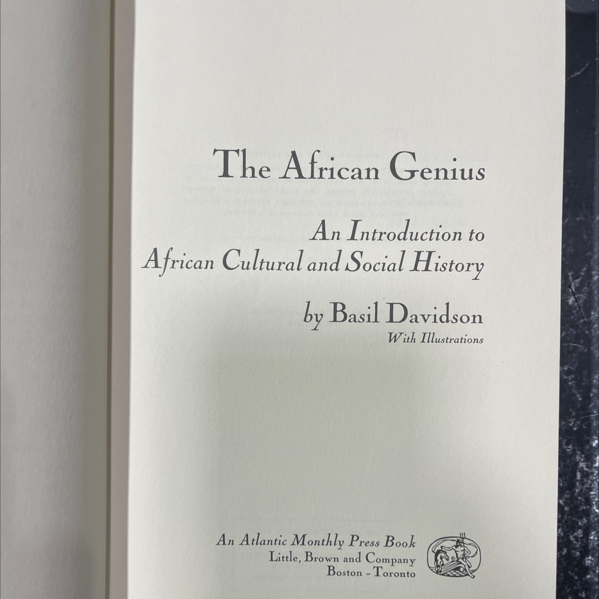 the african genius an introduction to african cultural and social history book, by basil davidson, 1969 Hardcover image 2