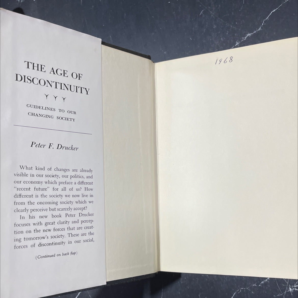 the age of discontinuity: guidelines to our changing society book, by Peter F. Drucker, 1969 Hardcover image 4
