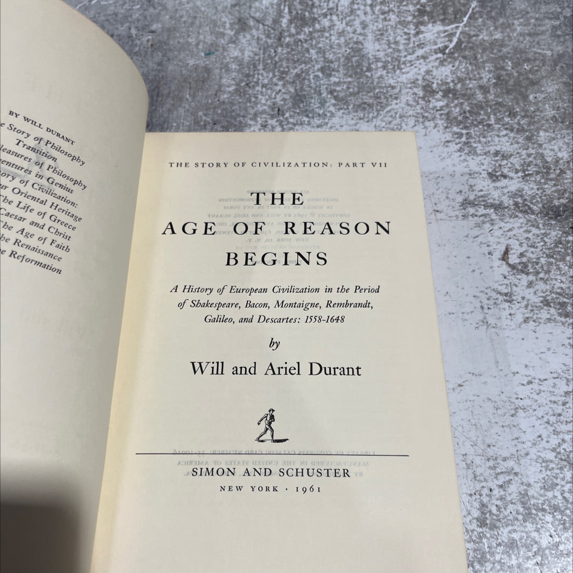 the age of reason begins book, by will and ariel durant, 1961 Hardcover image 2
