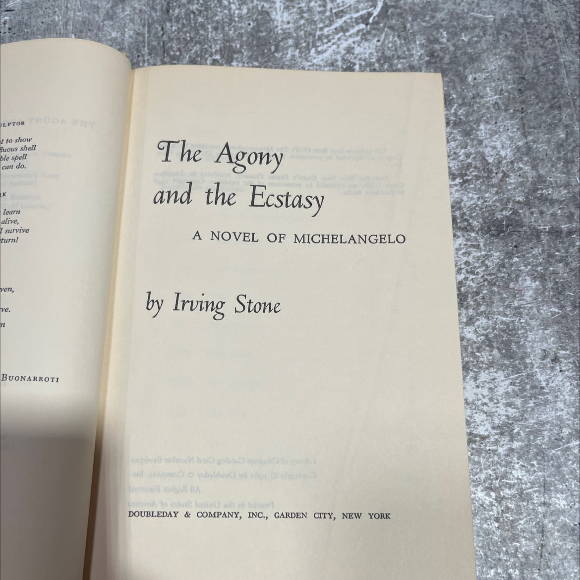 the agony and the ecstasy book, by irving stone, 1961 Hardcover image 2