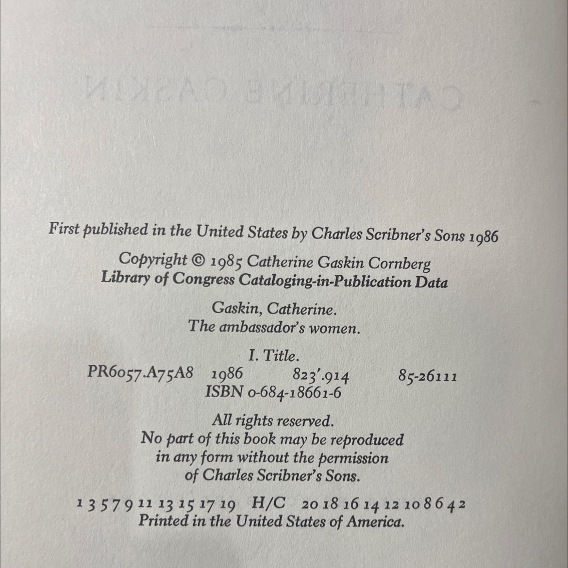 the ambassador's women book, by catherine gaskin, 1986 Hardcover image 3