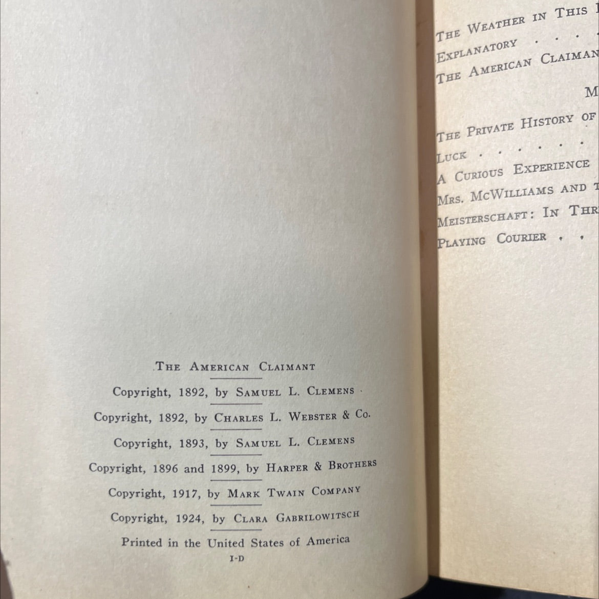 the american claimant book, by mark twain, 1924 Hardcover image 3
