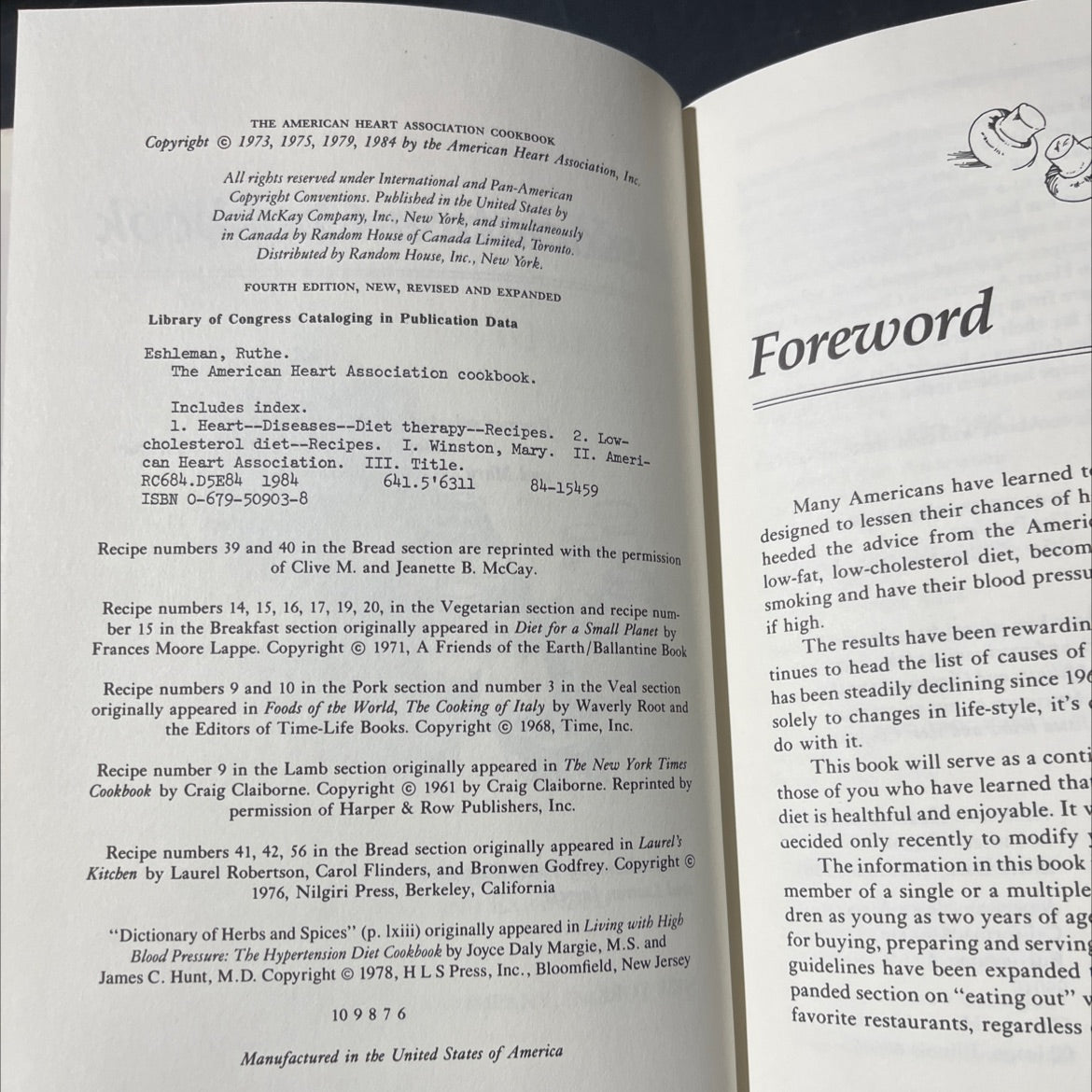 the american heart association cookbook book, by Ruthe Eshleman, Mary Winston, 1984 Hardcover image 3