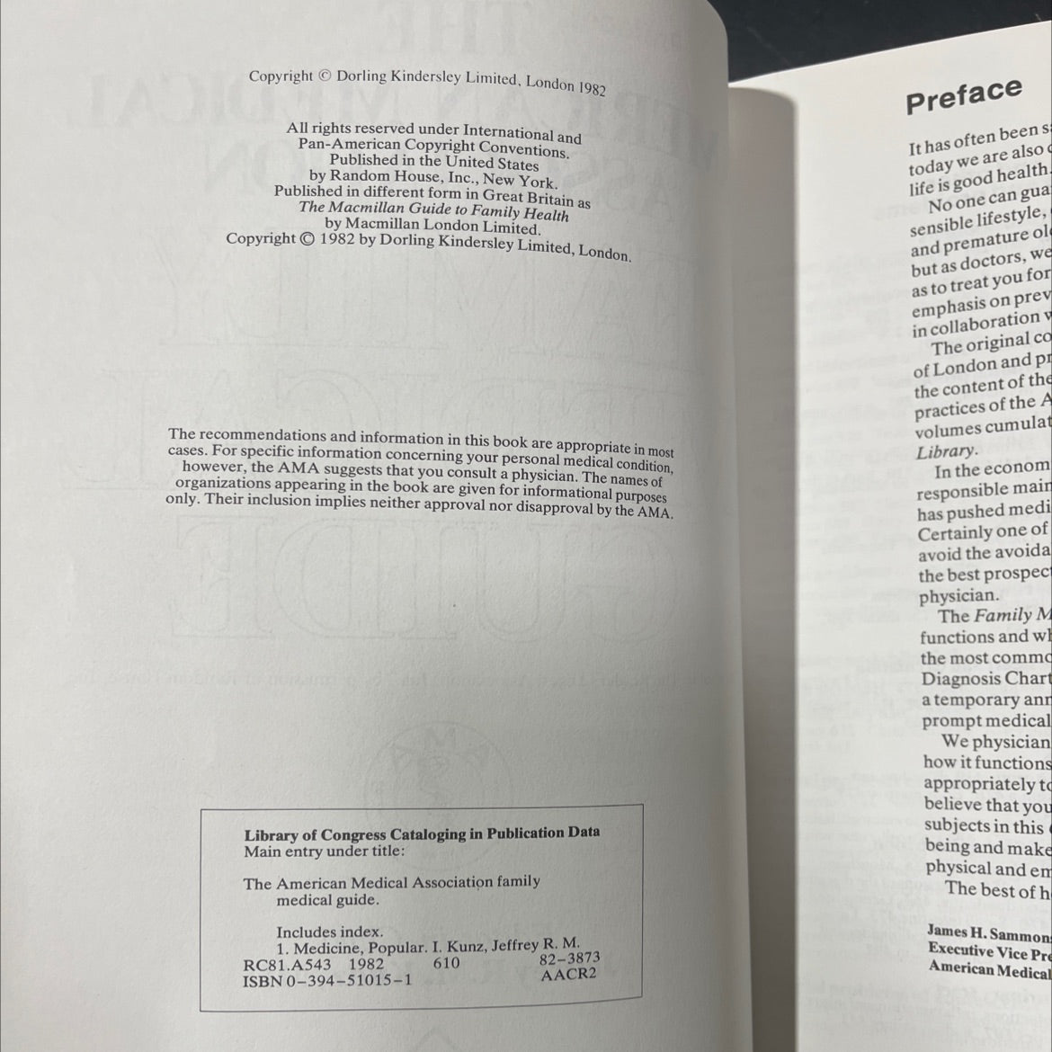the american medical association family medical guide book, by jeffrey r.m. kunz, md, 1982 Hardcover image 3