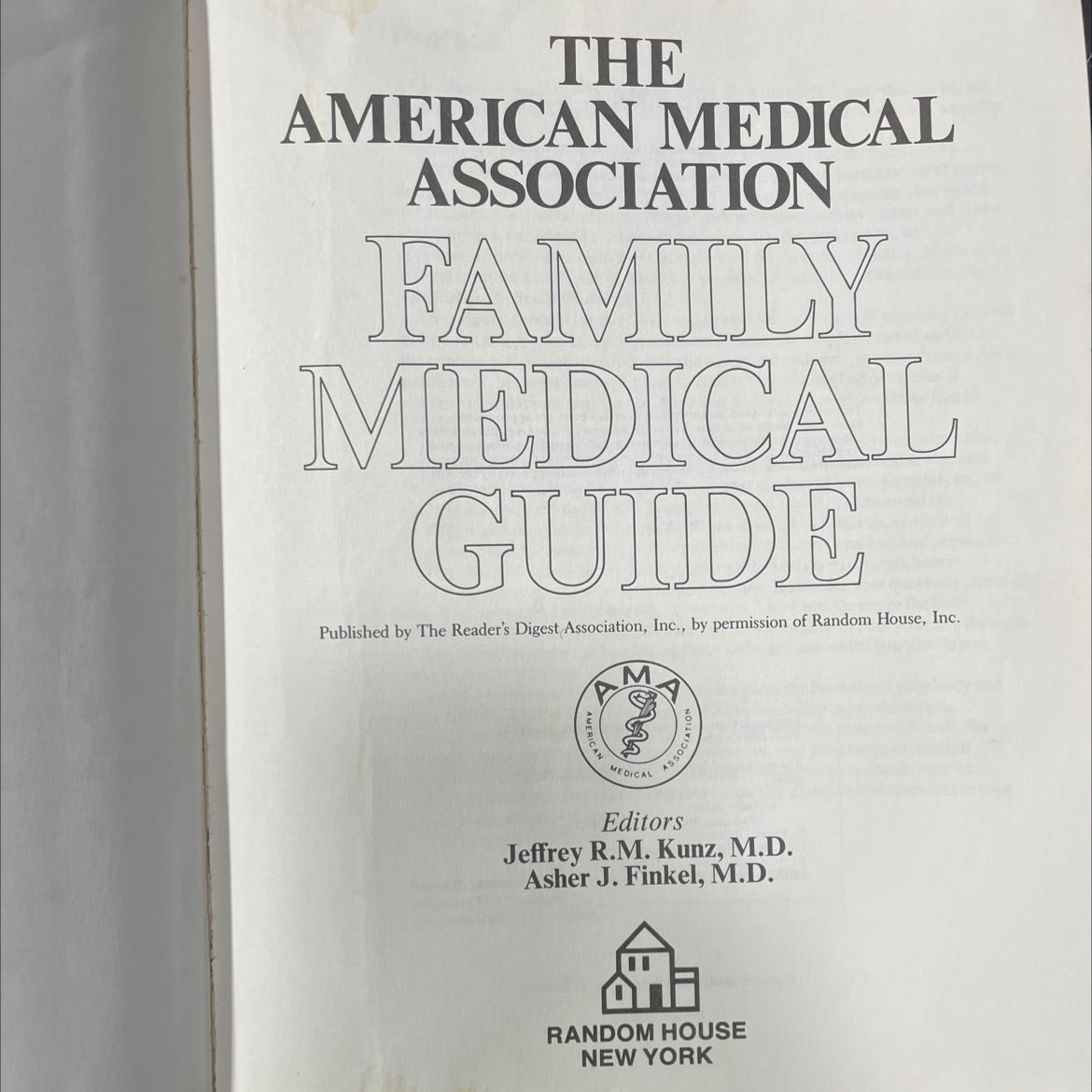 the american medical association family medical guide book, by jeffrey r.m. kunz, m.d., asher j. finkel, m.d., 1987 image 2