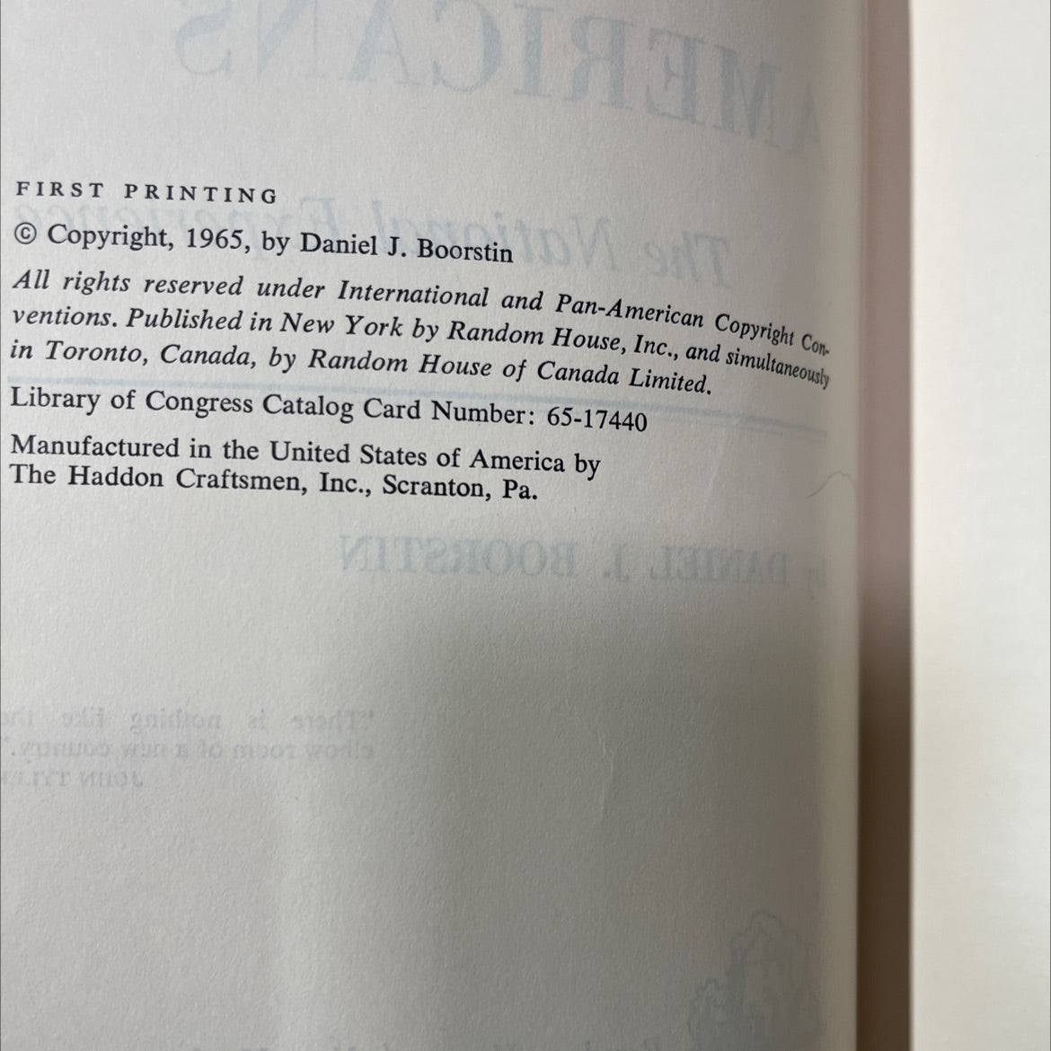 the americans the national experience book, by daniel j. boorstin, 1965 Hardcover image 3