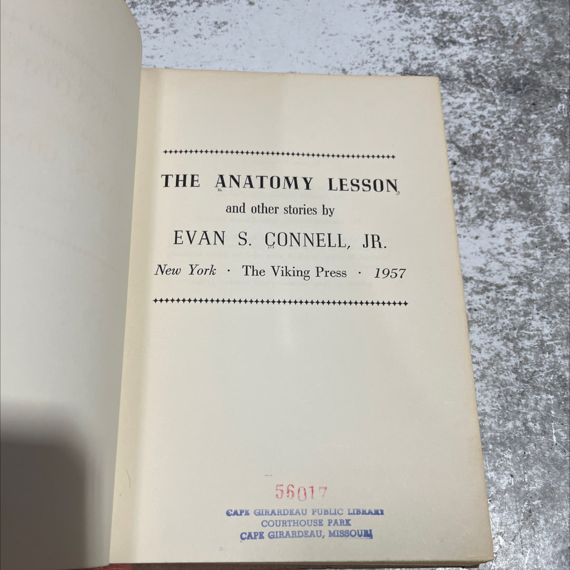 the anatomy lesson and other stories book, by evan s. connell, jr., 1957 Hardcover image 2