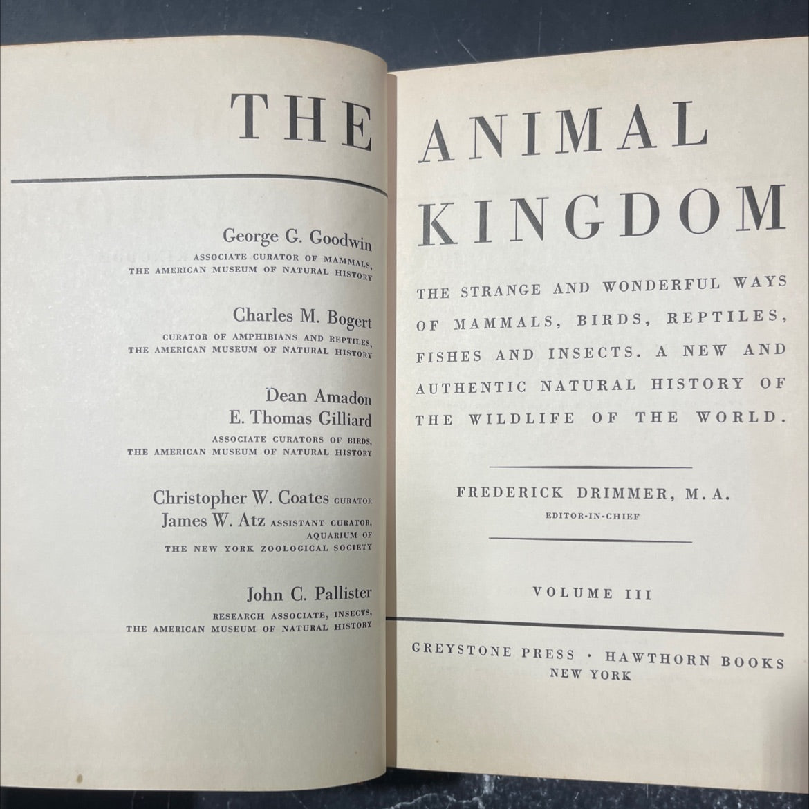 the animal kingdom book, by george g. goodwin, charles m. bogert, dean amadon, e. thomas gilliard, christopher w. image 2