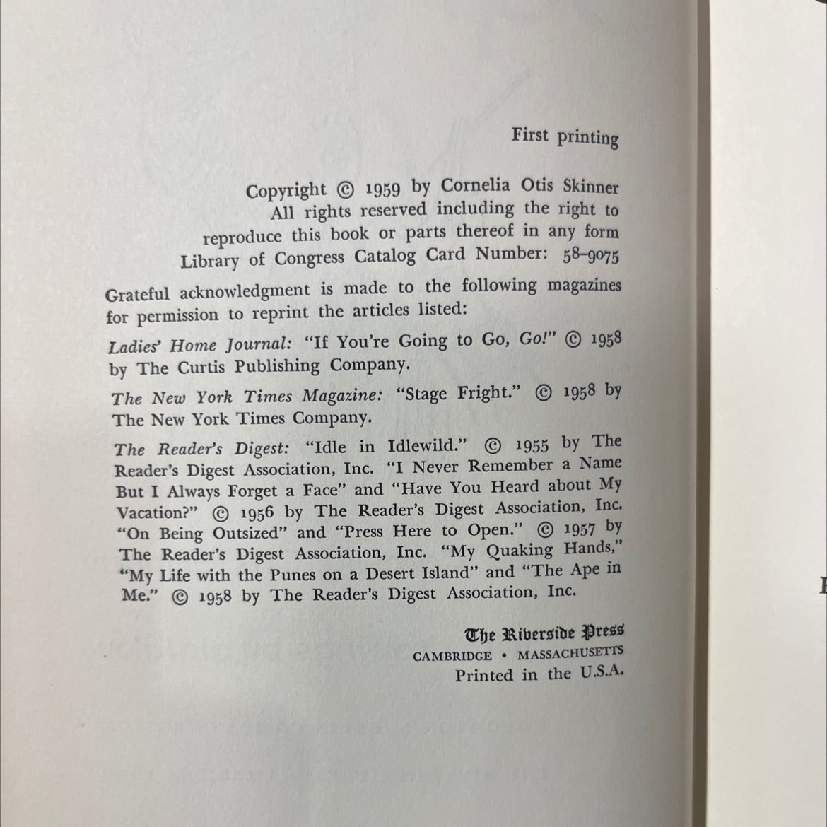 the ape in me book, by cornelia otis skinner, 1959 Hardcover image 3