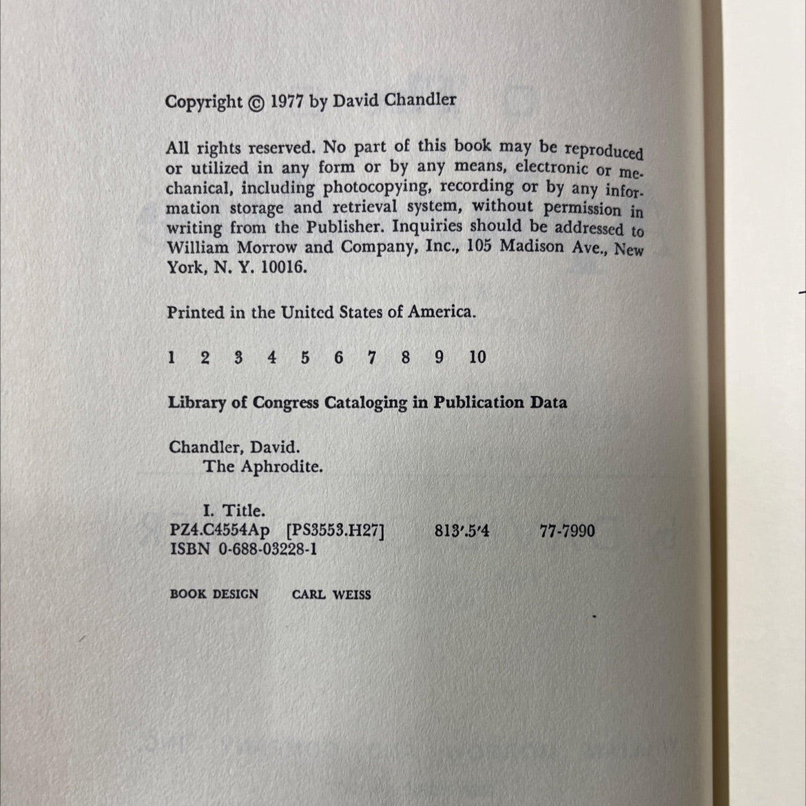 the aphrodite book, by david chandler, 1977 Hardcover image 3