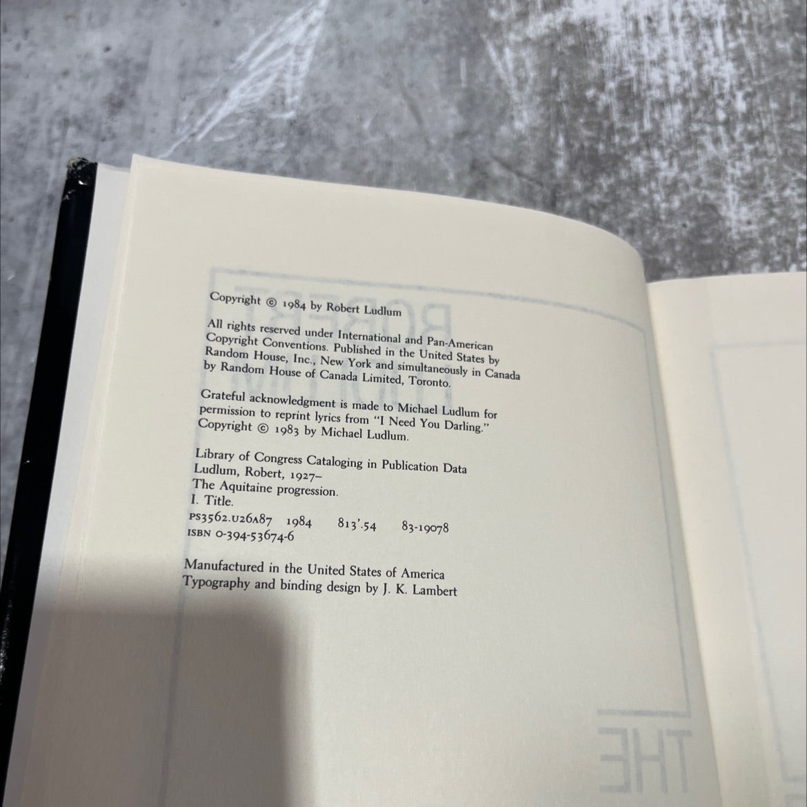 the aquitaine progression book, by Robert Ludlum, 1984 Hardcover image 3