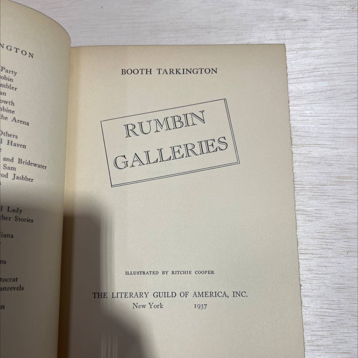 the arena book, by booth tarkington, 1937 Hardcover image 2