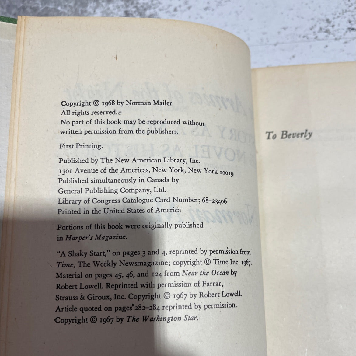 the armies of the night history as a novel the novel as history book, by norman mailer, 1968 Hardcover image 3