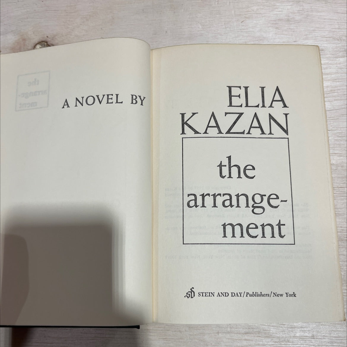 the arrangement book, by elia kazan, 1967 Hardcover image 2