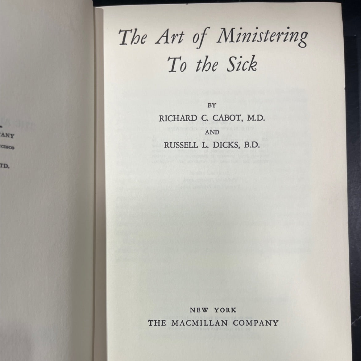 the art of ministering to the sick book, by richard c. cabot, m.d. and russell l. dicks, b.d., 1964 Hardcover image 2
