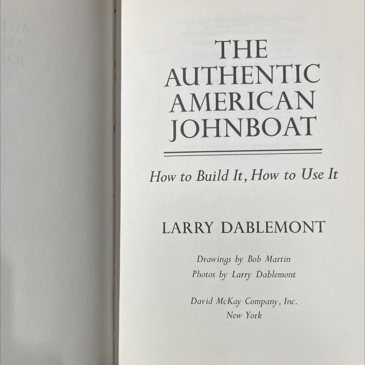 the authentic american johnboat book, by larry dablemont, 1978 Hardcover image 2