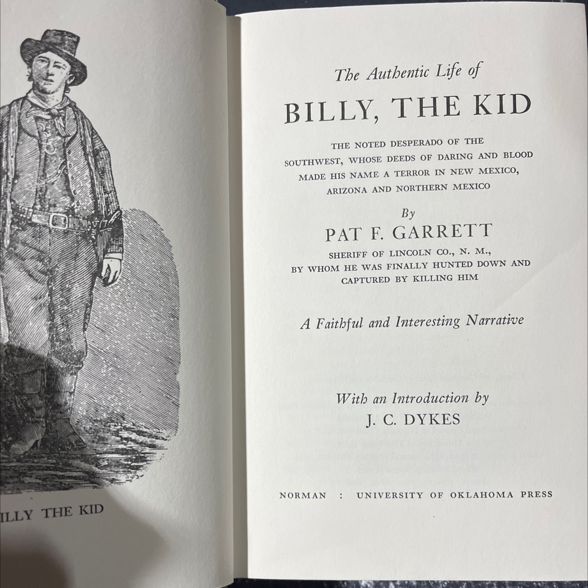 the authentic life of billy, the kid book, by pat f. garrett, 1954 Hardcover image 2