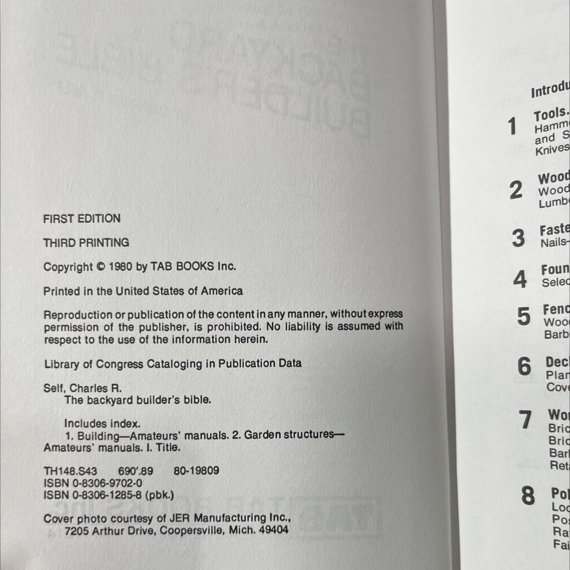 the backyard builder's bible book, by charles r. self, 1980 Hardcover image 3