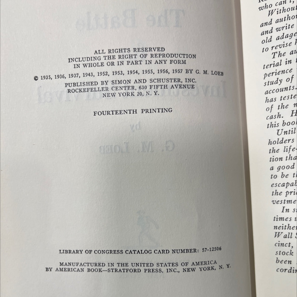 the battle for investment survival book, by g. m. loeb, 1957 Hardcover image 3