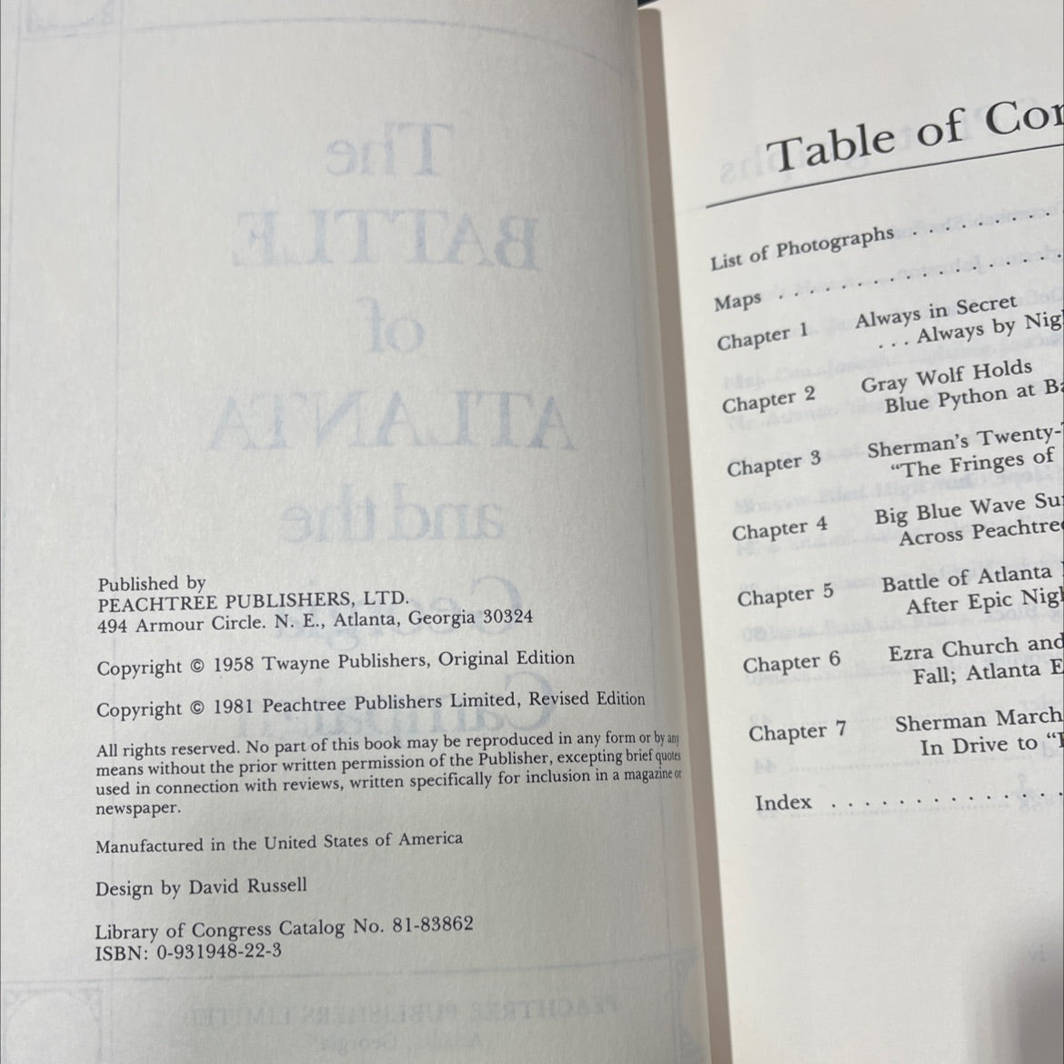 the battle of atlanta and the georgia campaign book, by william key, 1981 Hardcover image 3