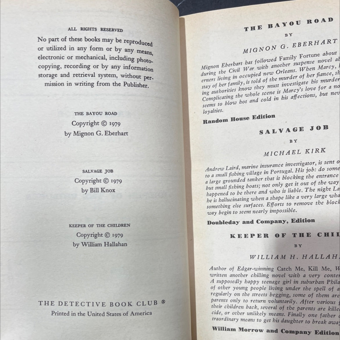 the bayou road book, by Mignon G. Eberhart, 1979 Hardcover image 3