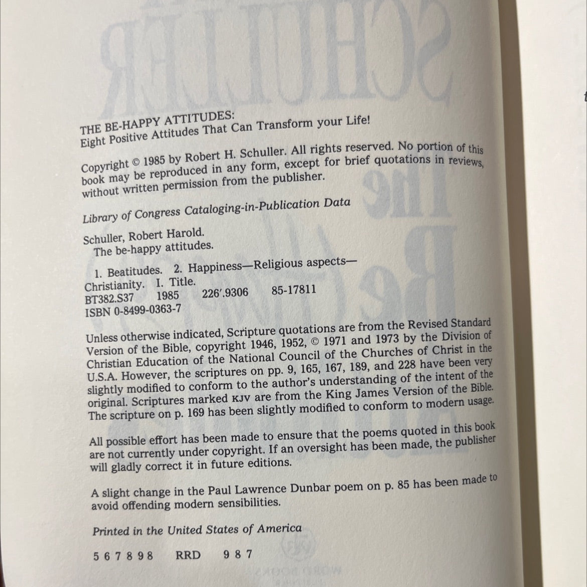 the be-happy attitudes book, by Robert Schuller, 1985 Hardcover image 3