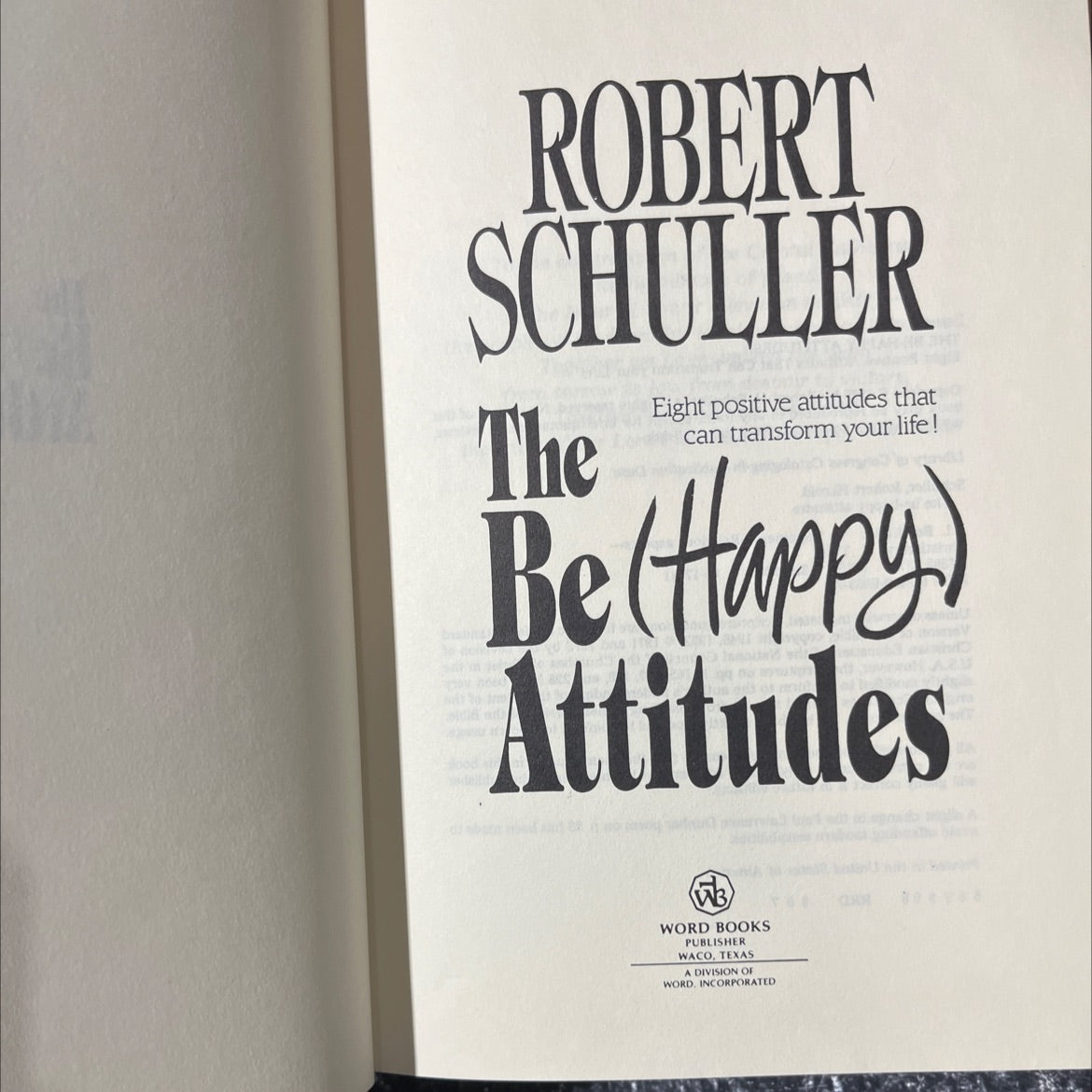 the be-happy attitudes book, by Robert Schuller, 1985 Hardcover image 2