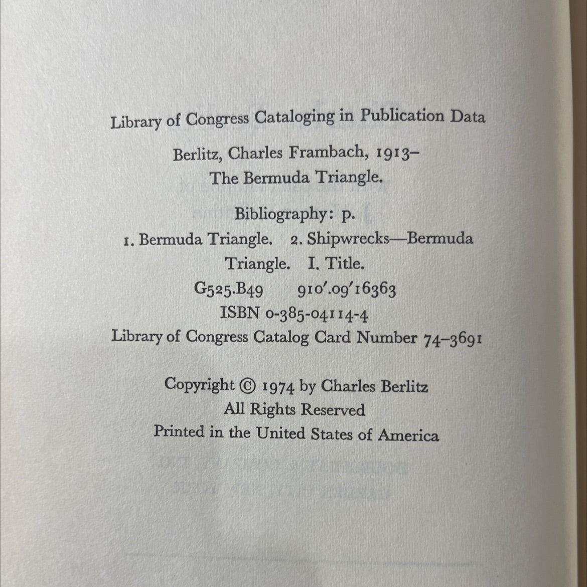 the bermuda triangle book, by Charles Berlitz, 1974 Hardcover image 3