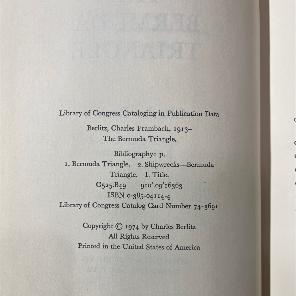 the bermuda triangle book, by Charles Berlitz, 1974 Hardcover image 3