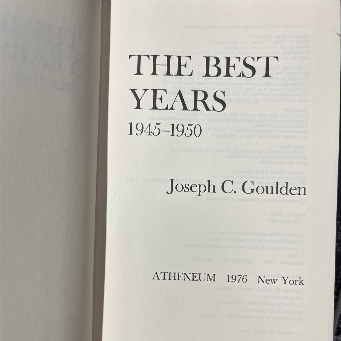 the best years book, by Joseph C. Goulden, 1976 Hardcover image 2