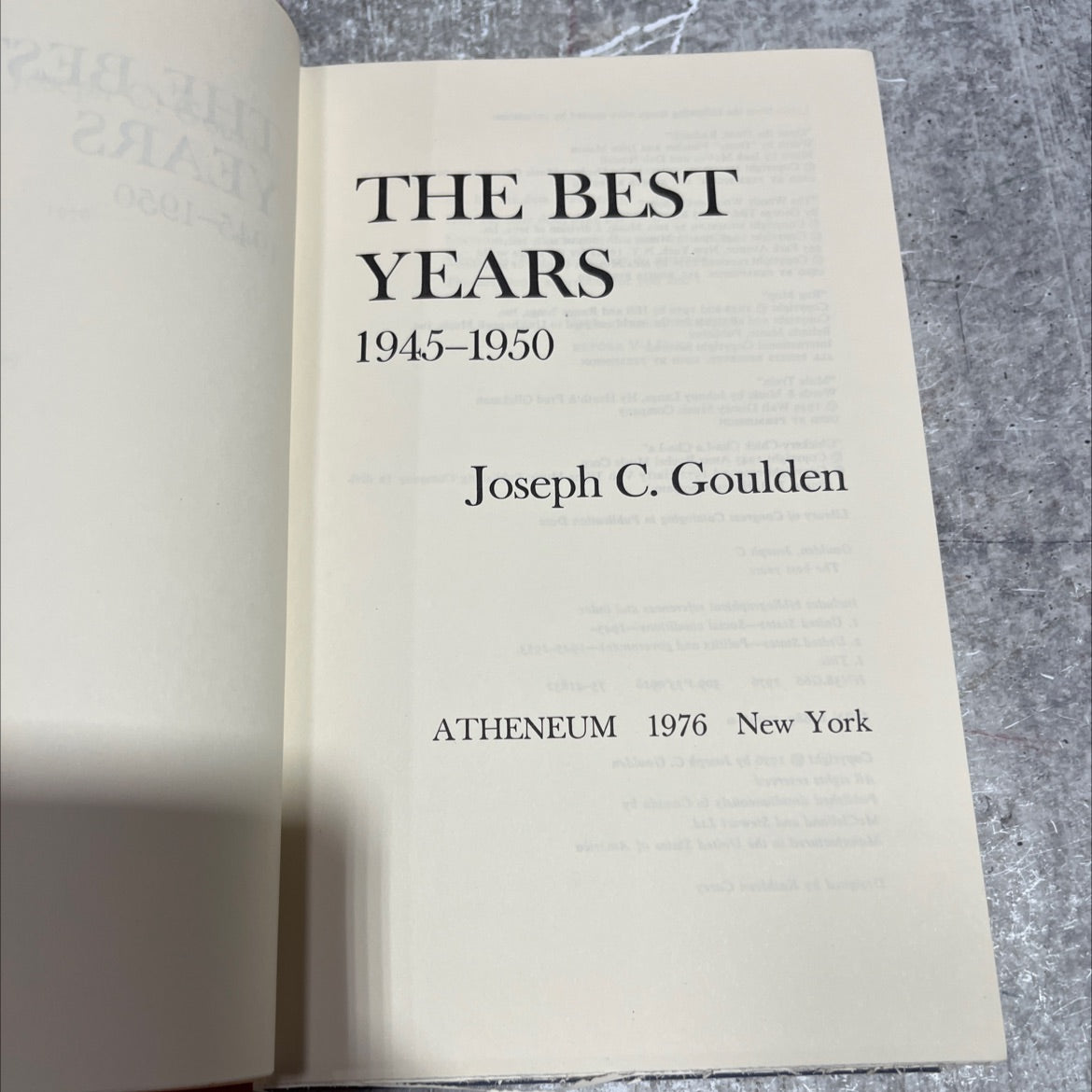 the best years book, by Joseph C. Goulden, 1976 Hardcover image 2