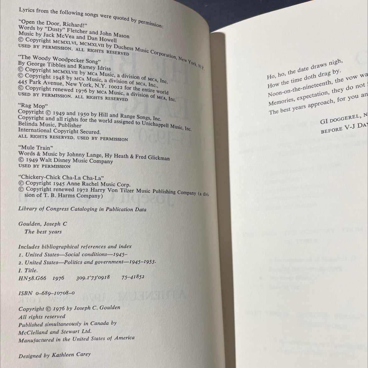 the best years book, by Joseph C. Goulden, 1976 Hardcover image 3