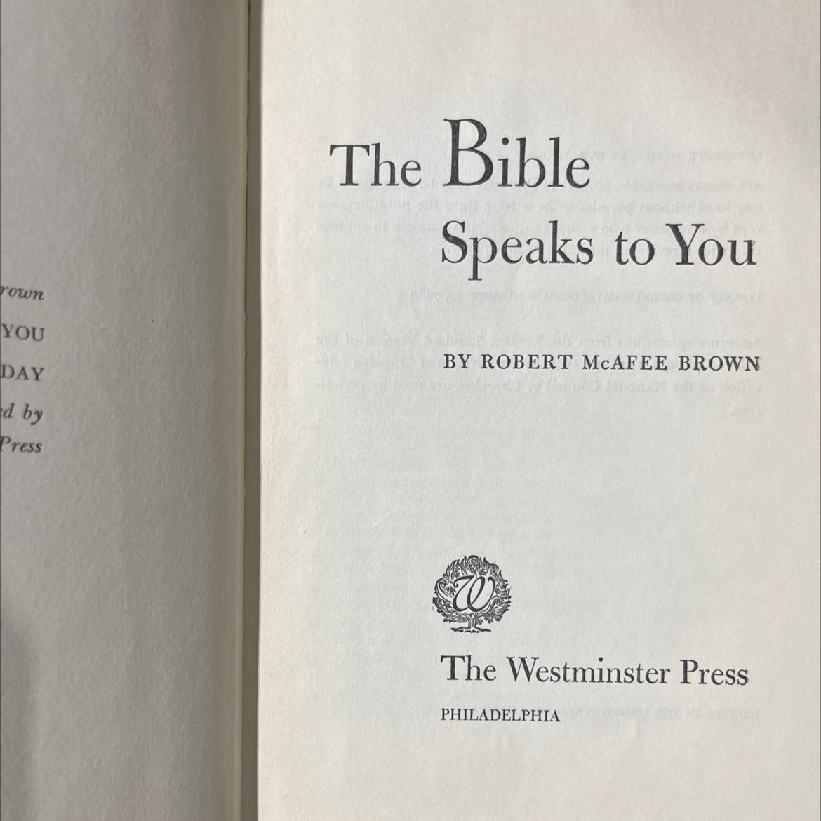 the bible speaks to you book, by robert mcafee brown, 1955 Hardcover image 2