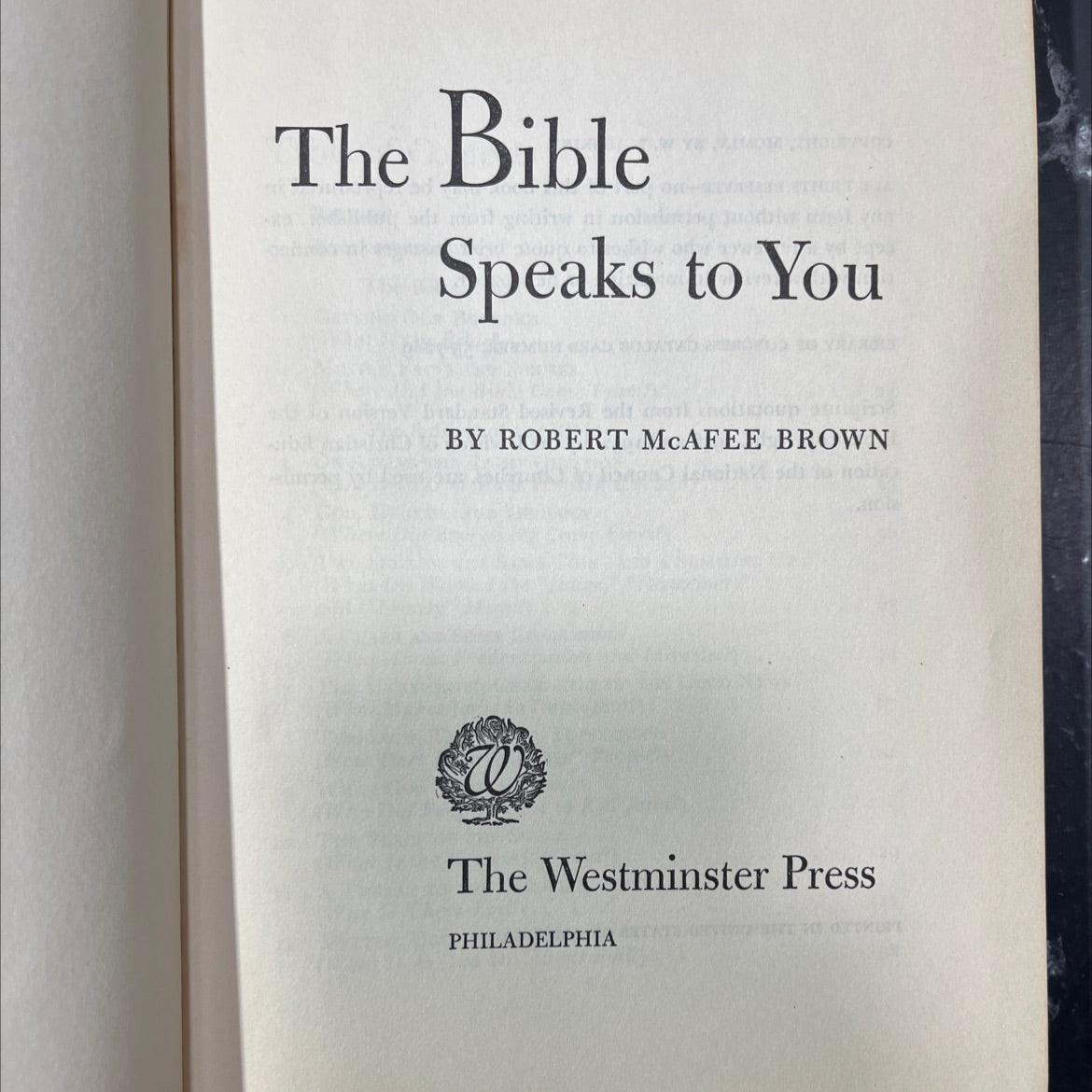 the bible speaks to you book, by robert mcafee brown, 1955 Hardcover image 2