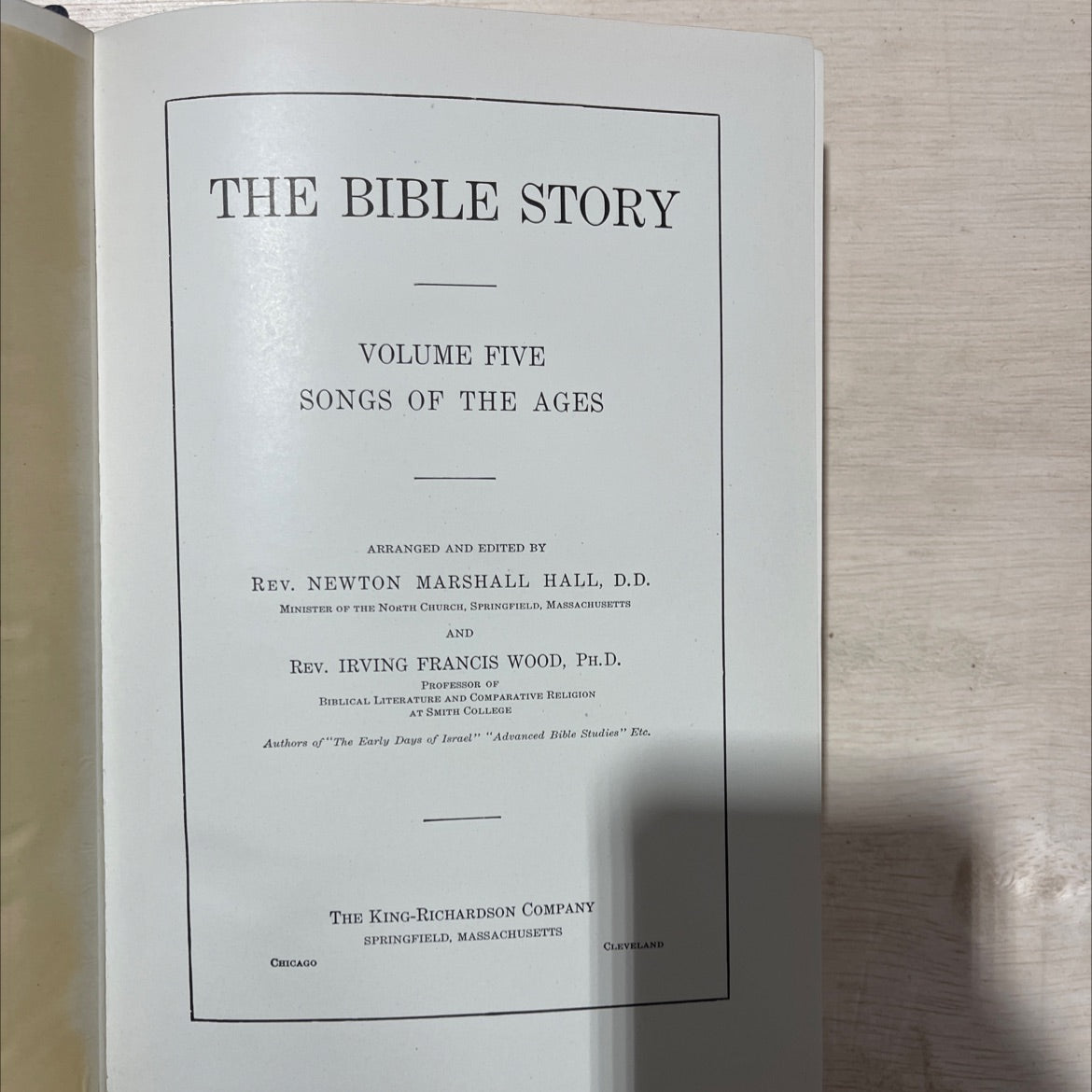 the bible story volume five songs of the ages book, by rev. newton marshall hall, d.d. and rev. irving francis wood, image 2