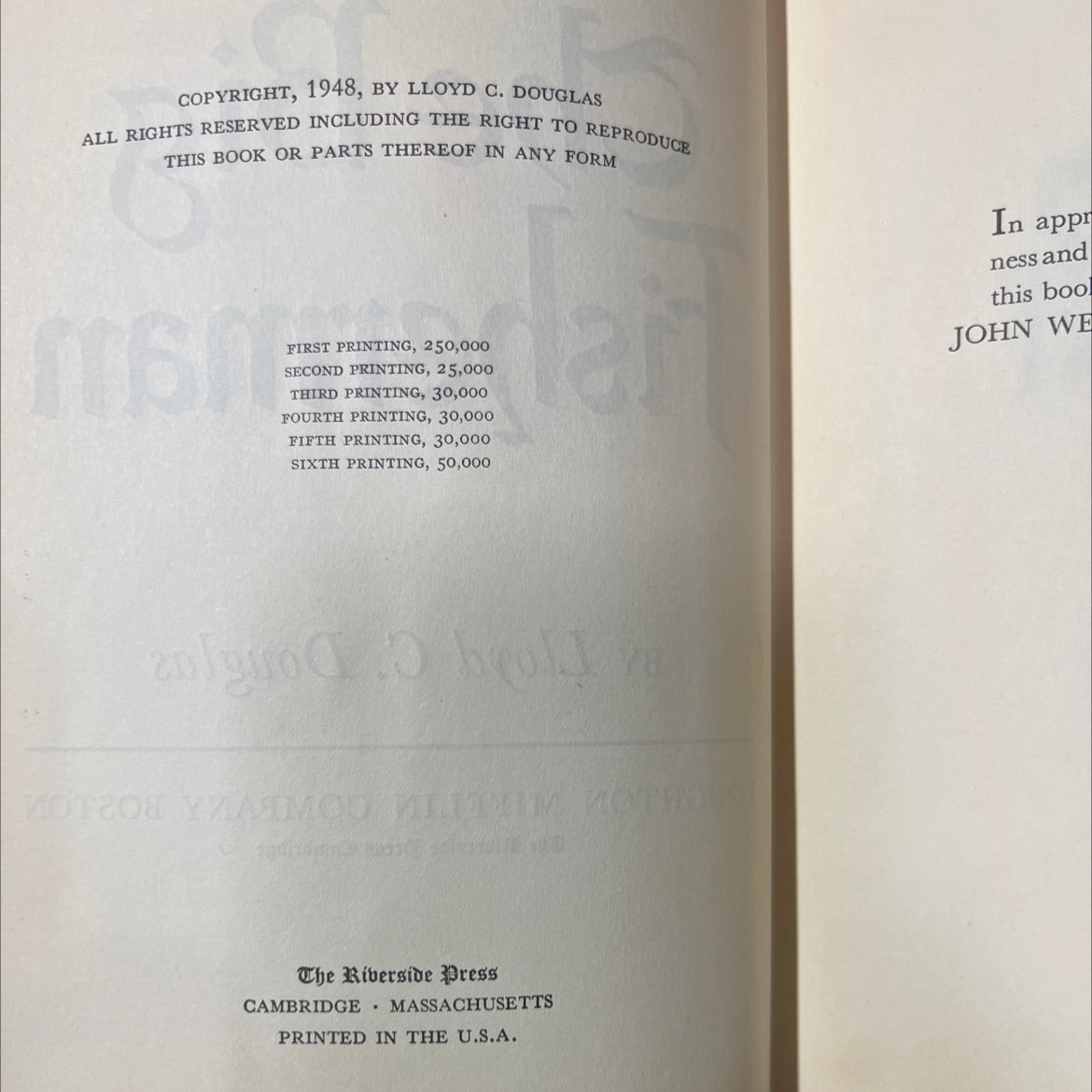 the big fisherman book, by lloyd c. douglas, 1948 Hardcover image 3