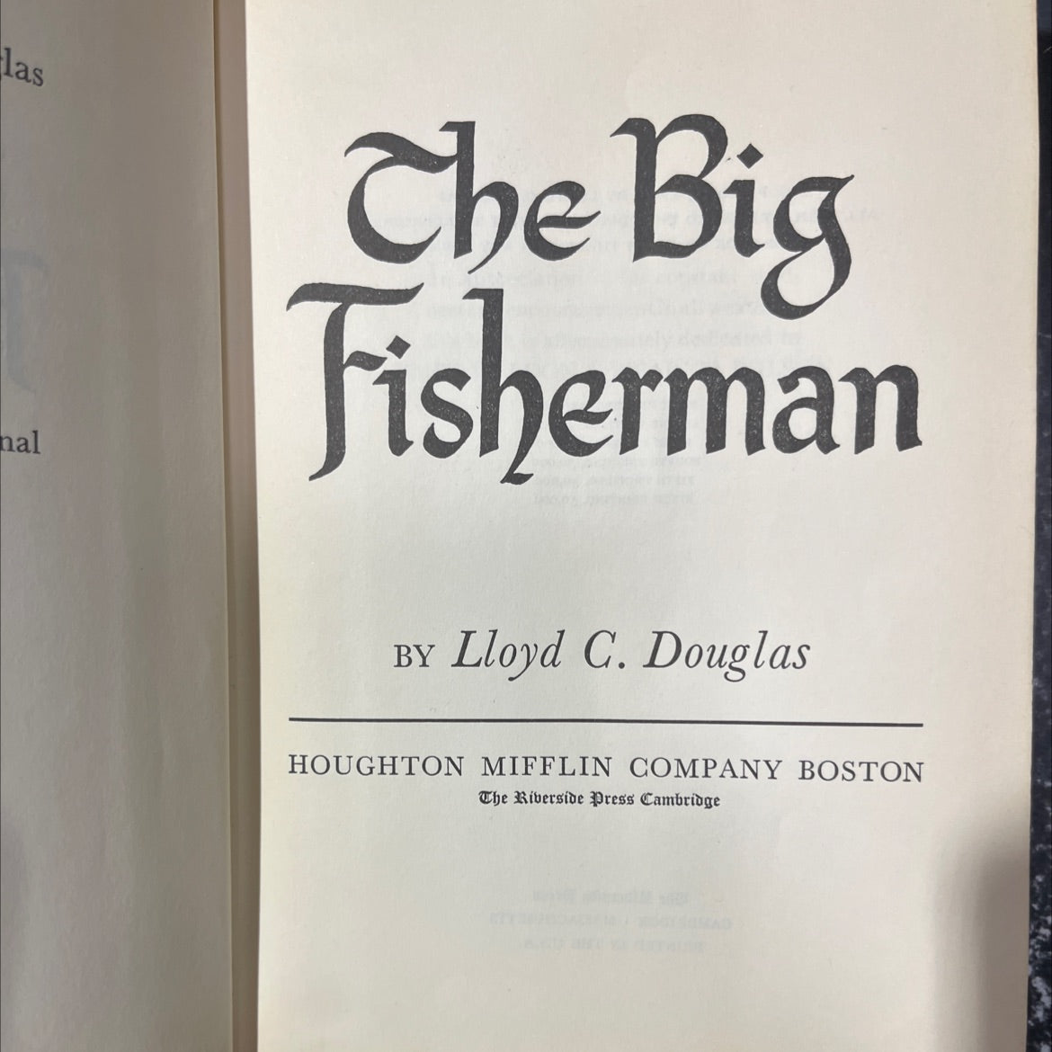 the big fisherman book, by lloyd c. douglas, 1948 Hardcover image 2