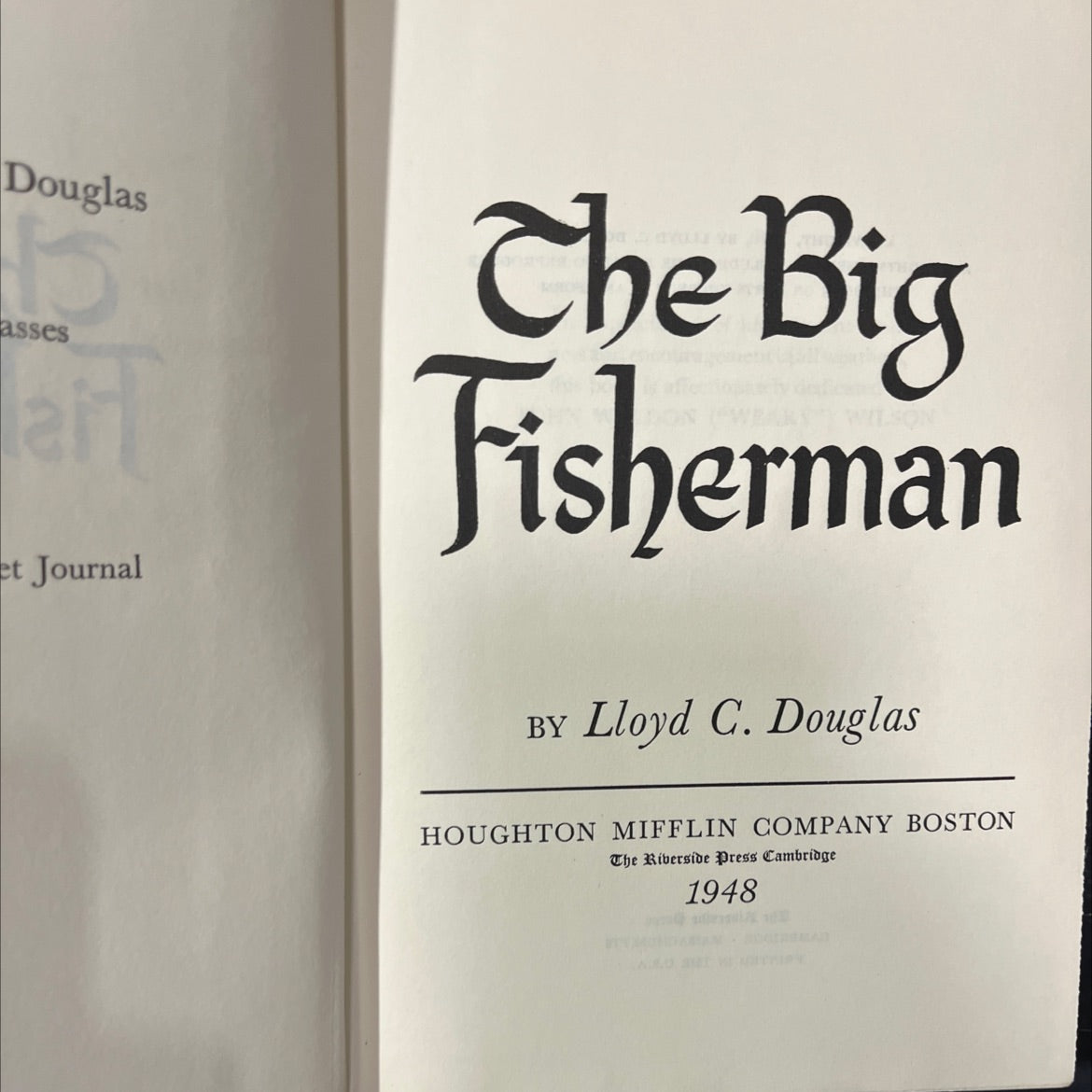the big fisherman book, by Lloyd C. Douglas, 1948 Hardcover image 2