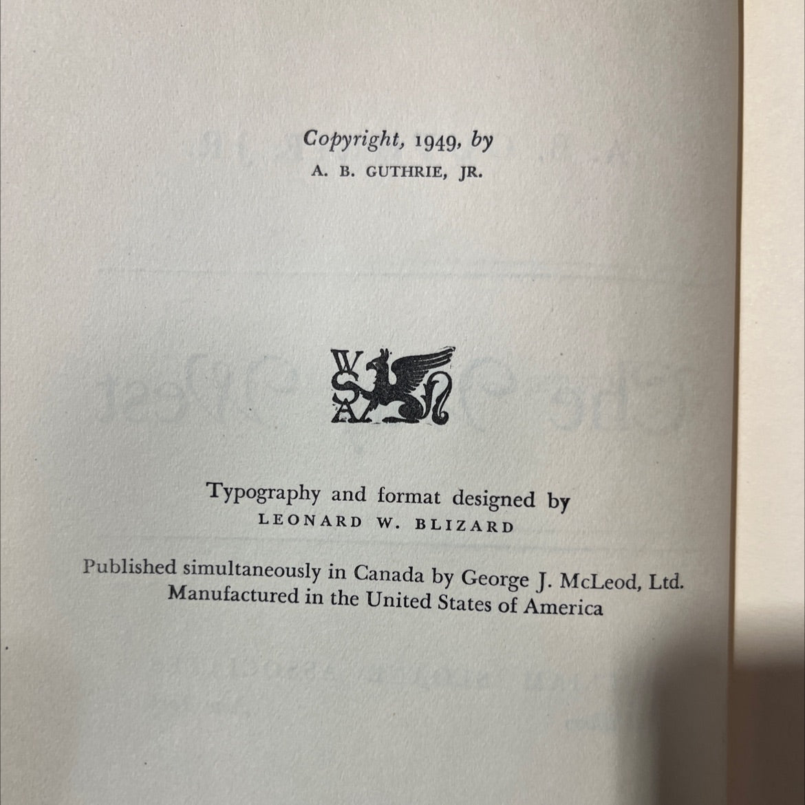 the big sky book, by A. B. Guthrie, Jr., 1949 Hardcover image 3