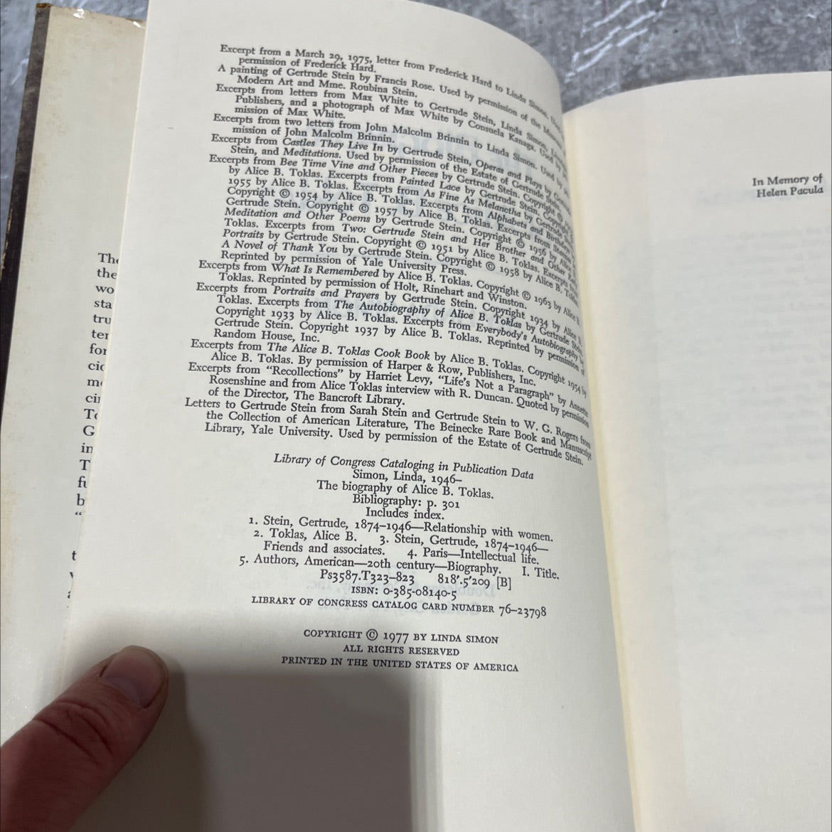 the biography of alice b. toklas book, by linda simon, 1977 Hardcover image 3